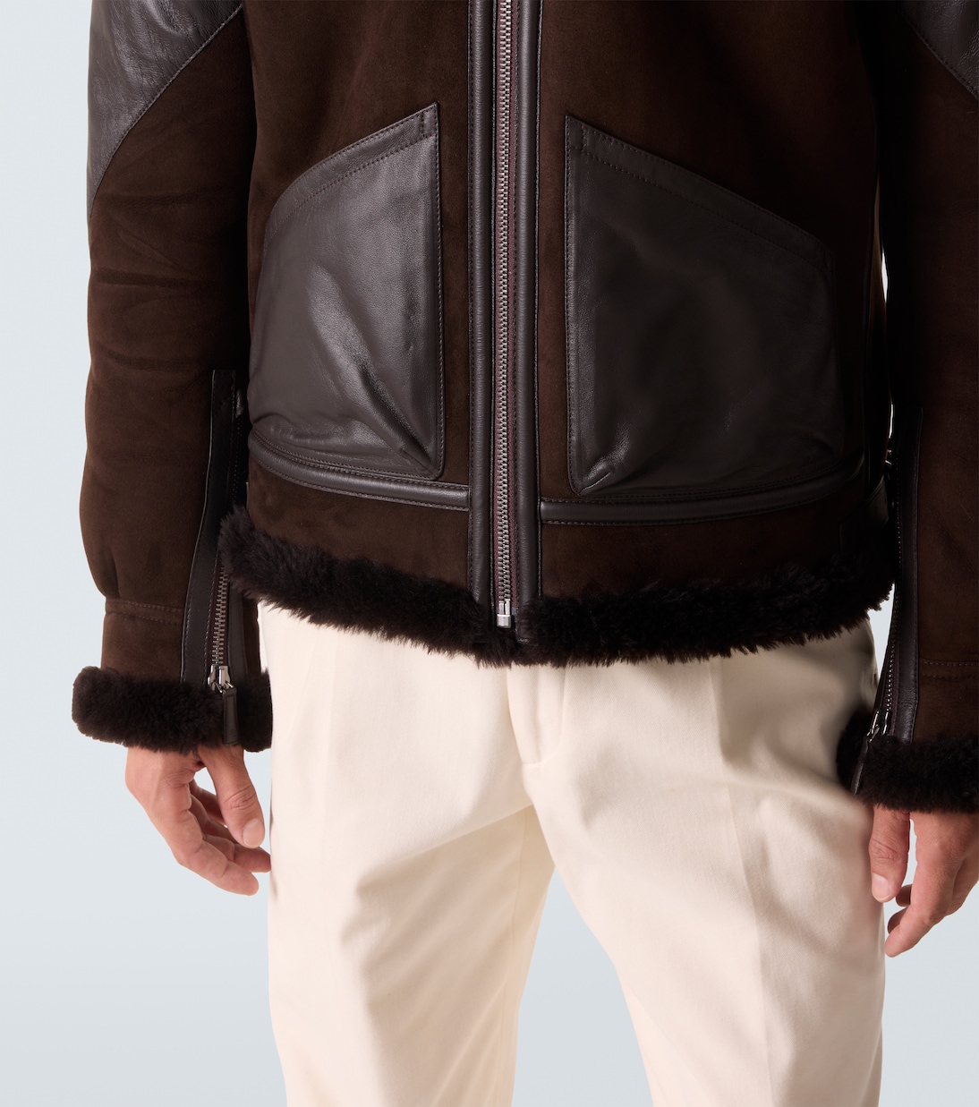 Jacke aus Veloursleder mit Shearling | Ralph Lauren Purple Label