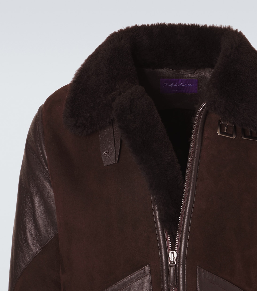 Jacke aus Veloursleder mit Shearling | Ralph Lauren Purple Label