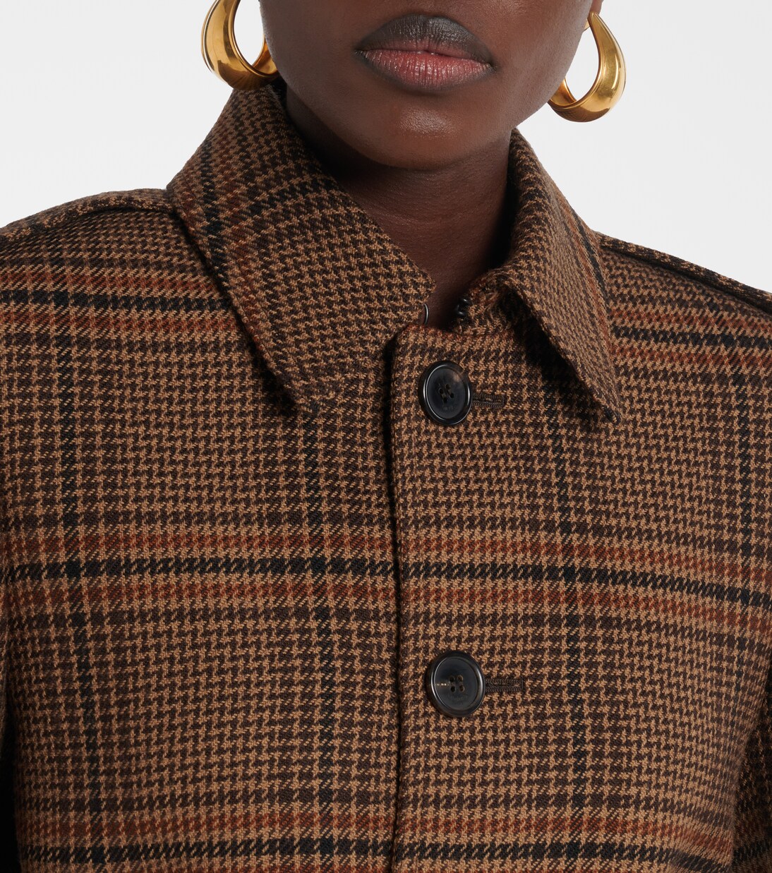 Belted Prince of Wales wool coat | Saint Laurent