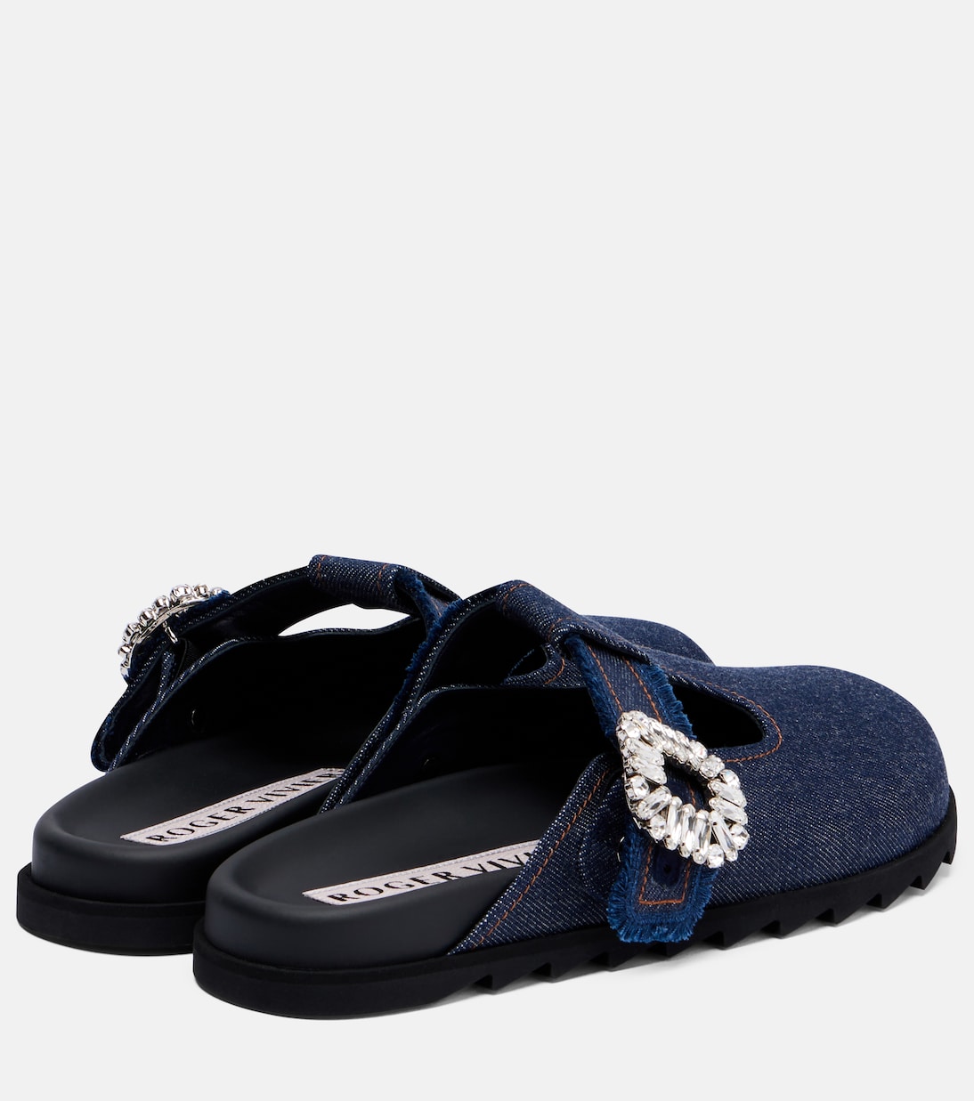 Slidy Viv' embellished denim mules | Roger Vivier