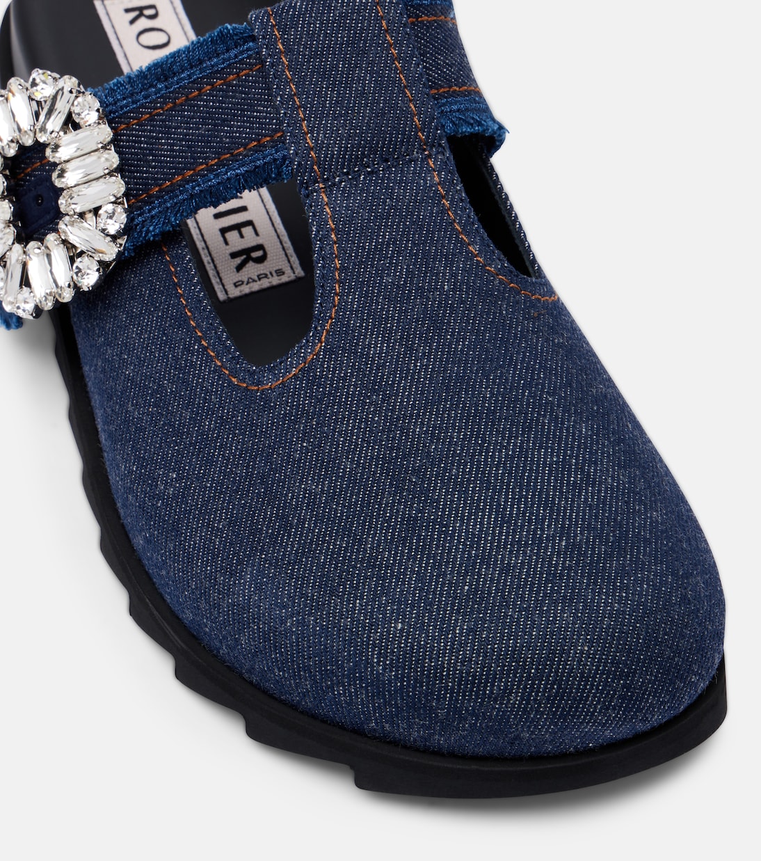 Slidy Viv' embellished denim mules | Roger Vivier