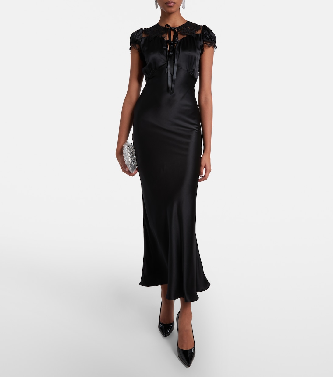 Lace-trimmed silk satin maxi dress | Rodarte