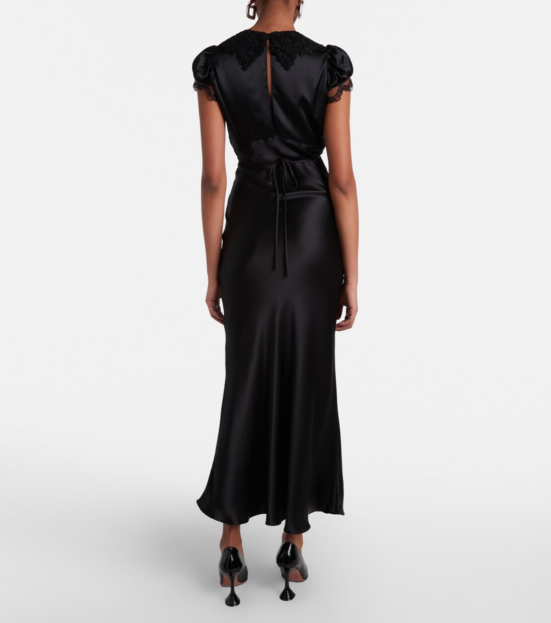 Lace-trimmed silk satin maxi dress | Rodarte