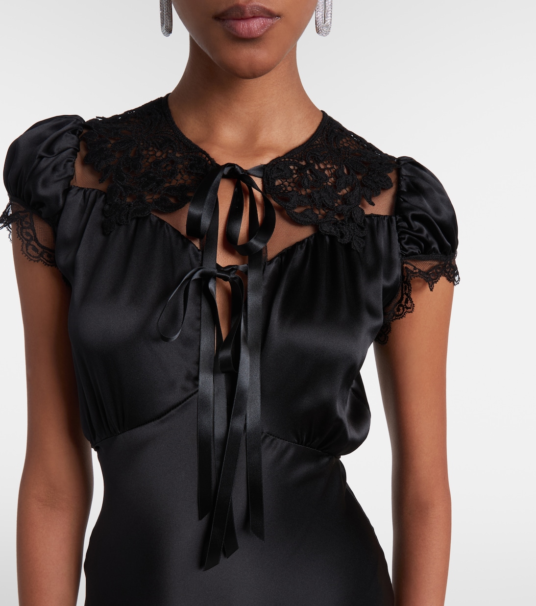 Lace-trimmed silk satin maxi dress | Rodarte