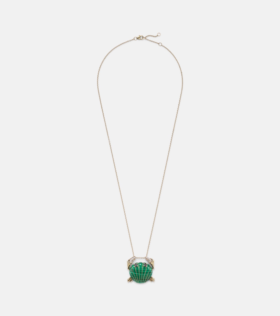 Collier Crabe Coquillage en or 9 ct, malachite et diamants | Yvonne Léon