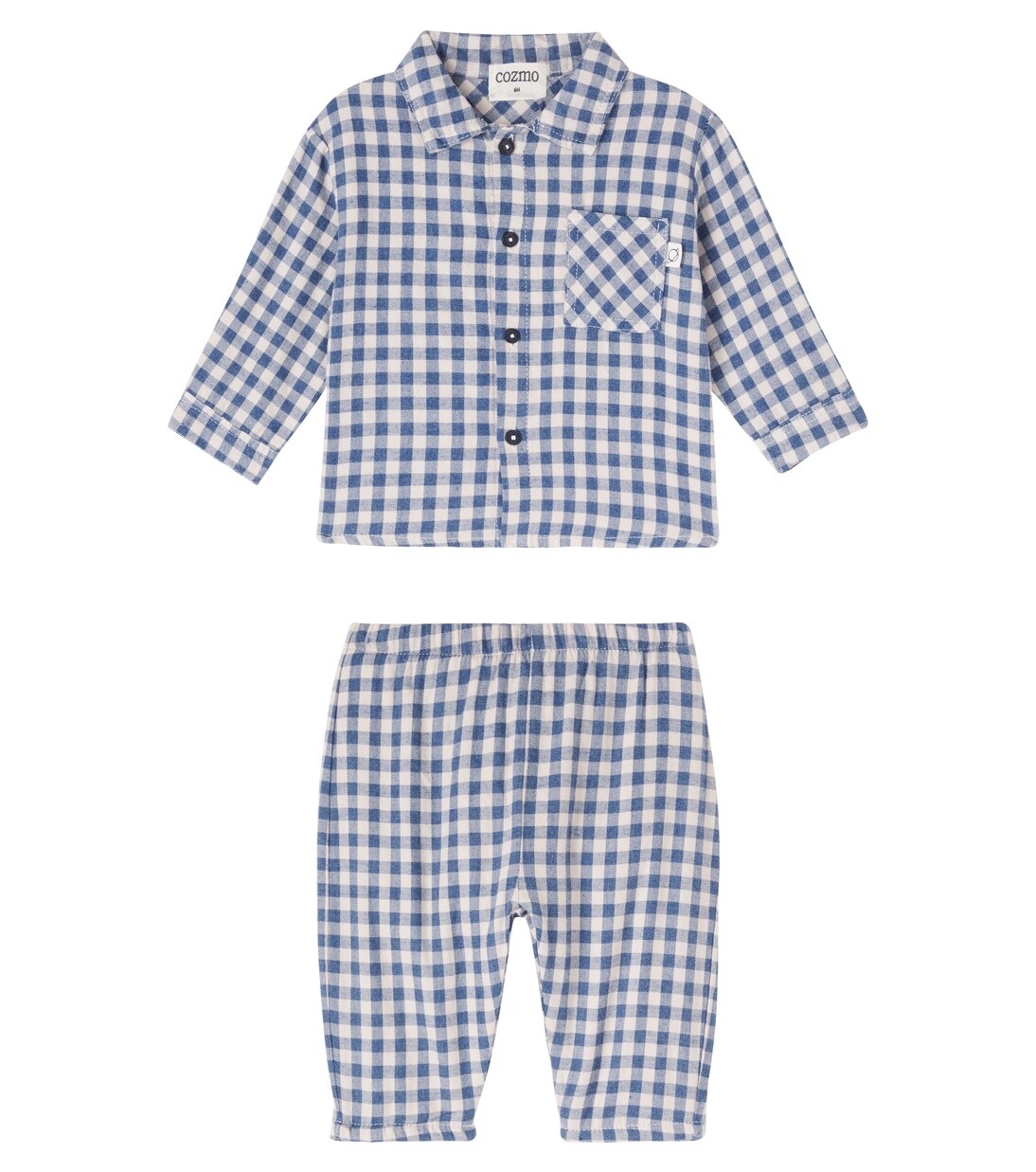 Baby gingham cotton flannel shirt and pants set | Cozmo