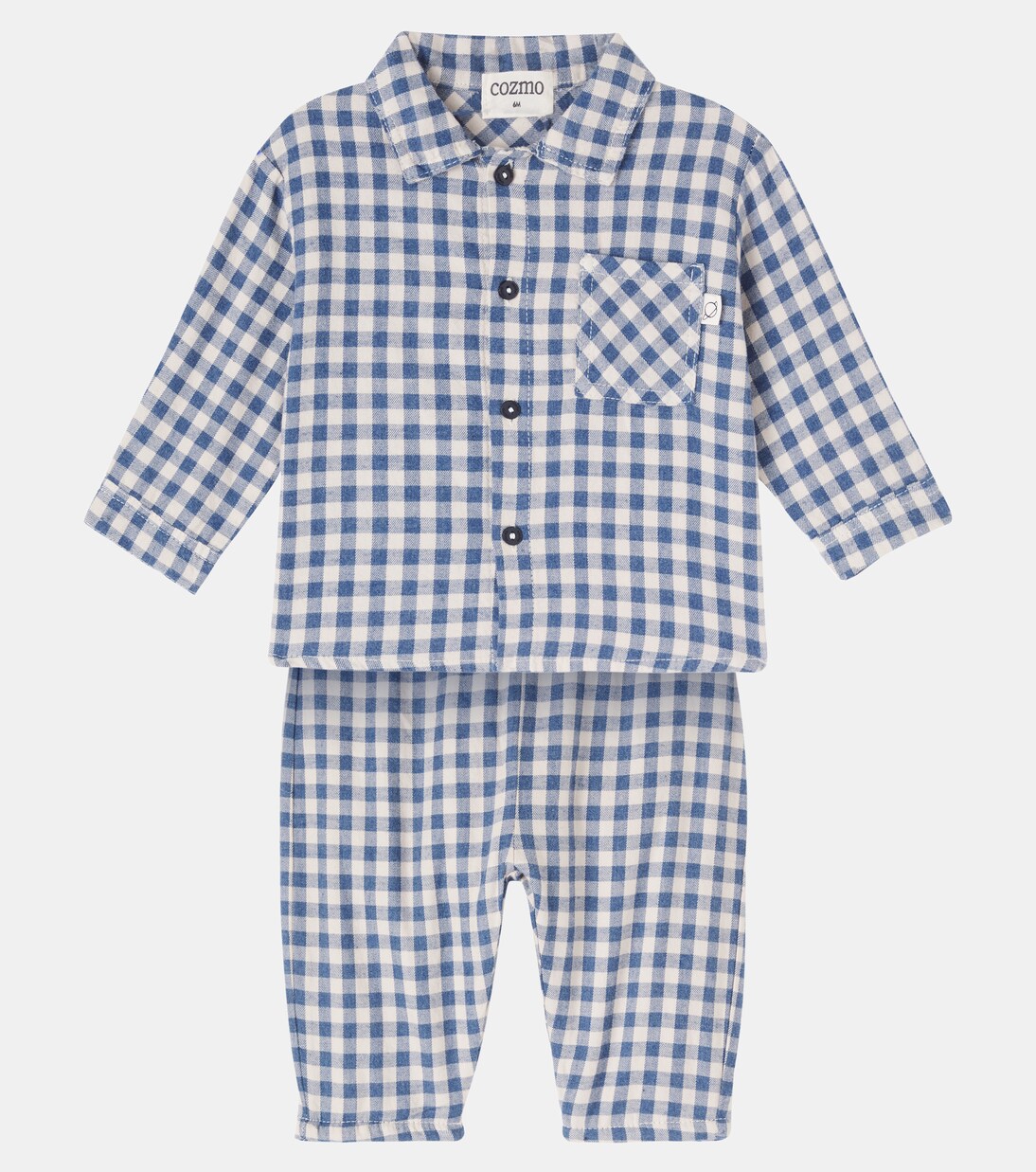 Baby gingham cotton flannel shirt and pants set | Cozmo
