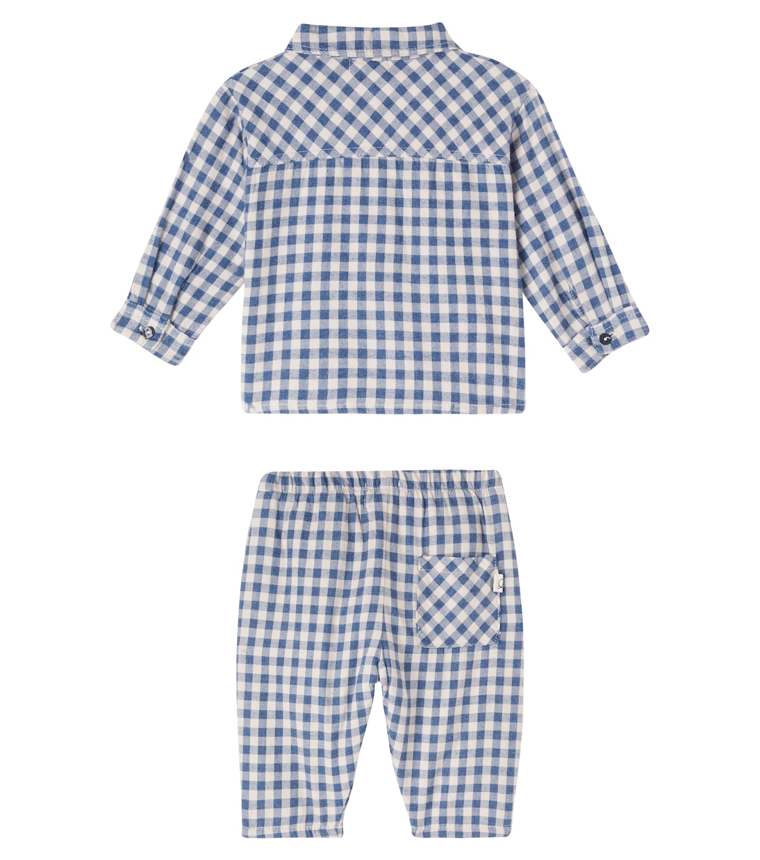 Baby gingham cotton flannel shirt and pants set | Cozmo