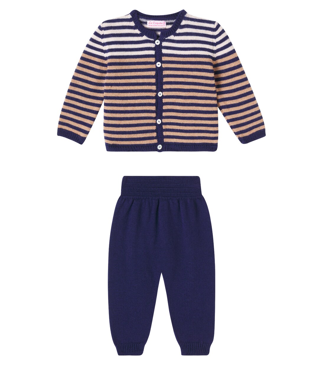 Baby Pinto striped cardigan and pants set | La Coqueta