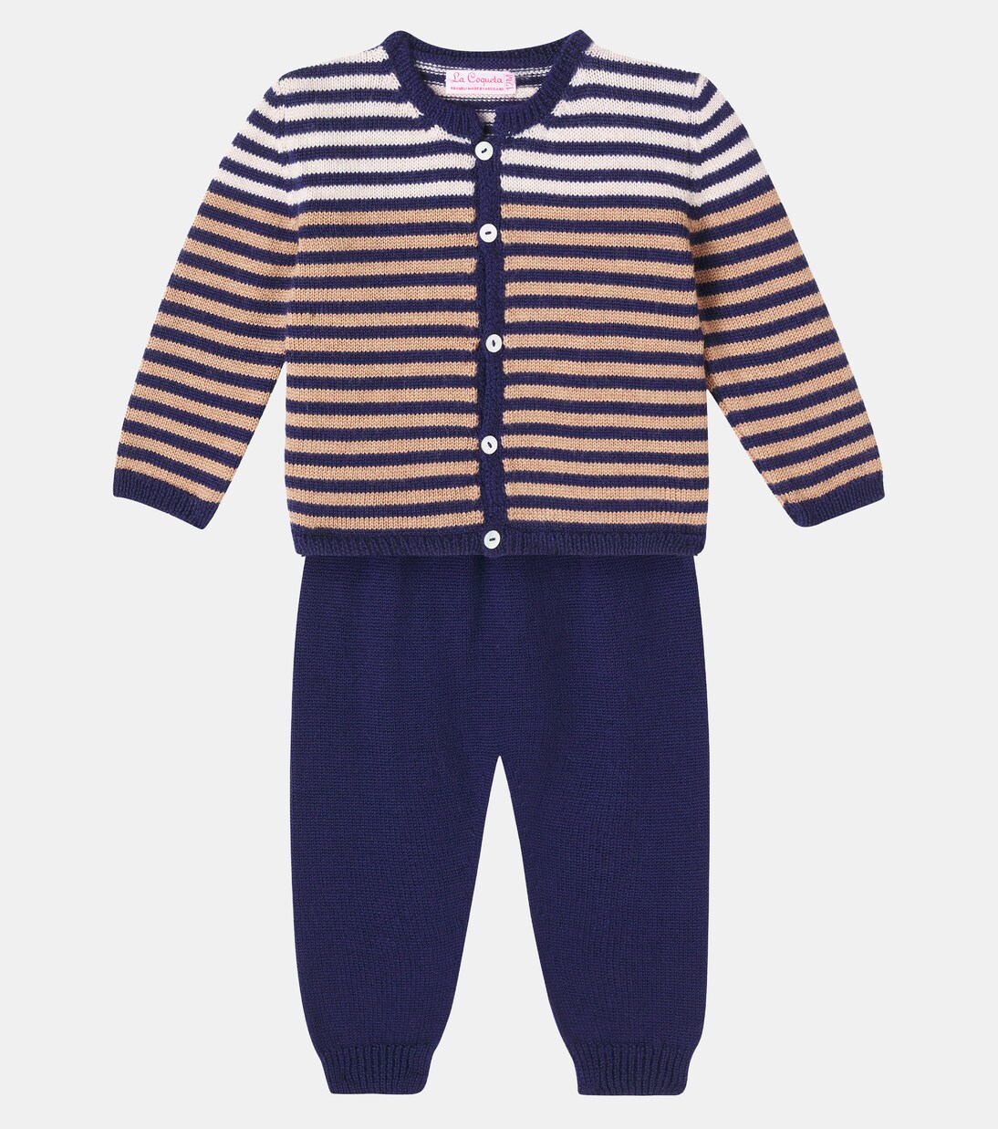 Baby Pinto striped cardigan and pants set | La Coqueta