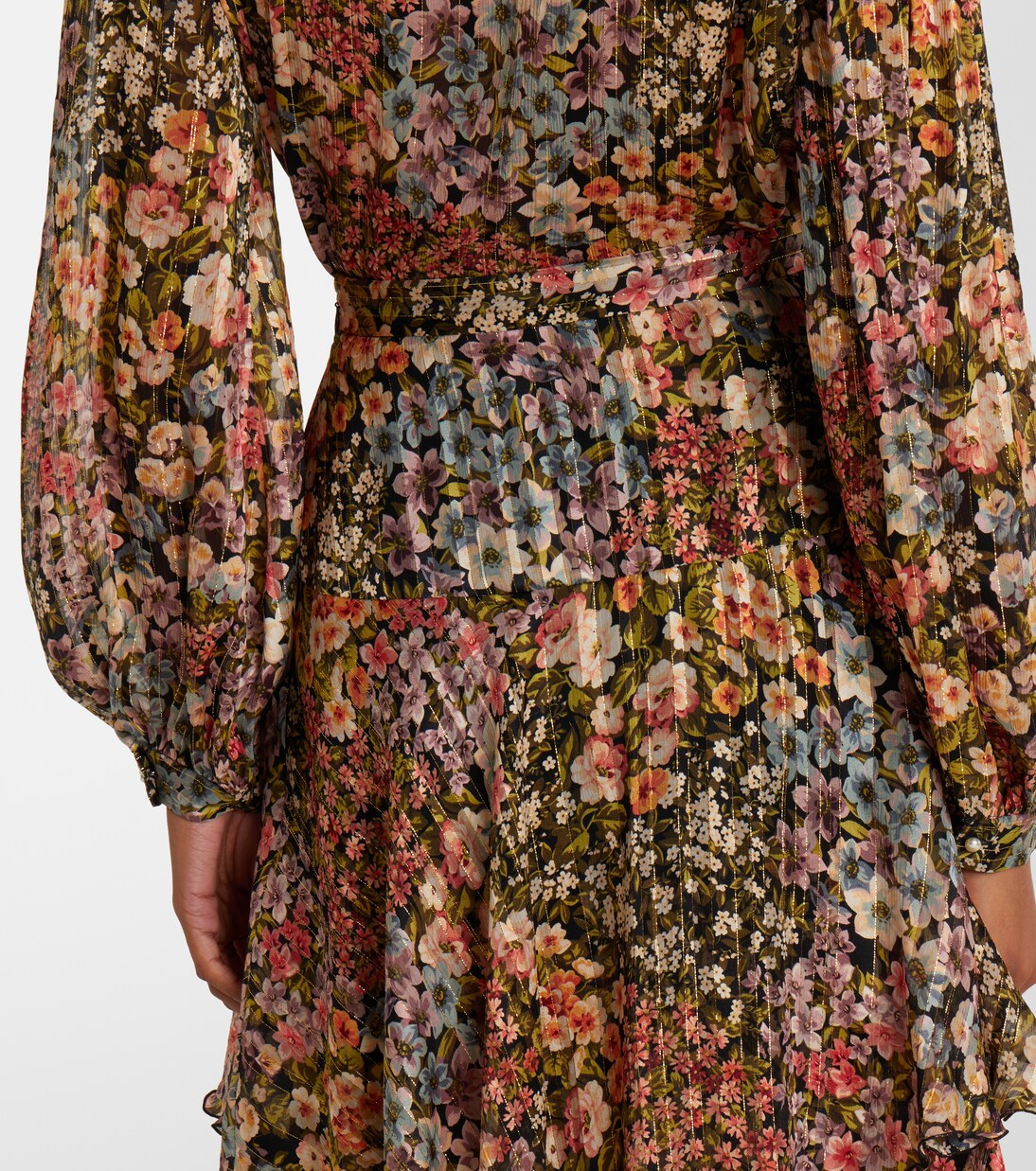 Floral plissé tiered silk midi skirt | Valentino