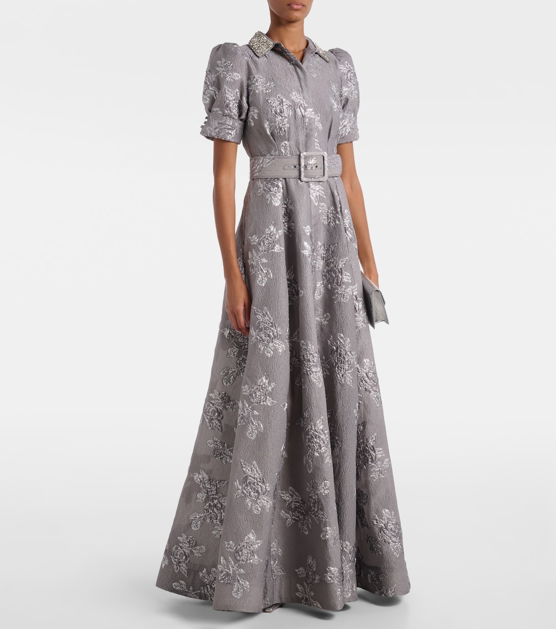 Vestido de fiesta Ruth de brocado con cinturón | Rebecca Vallance