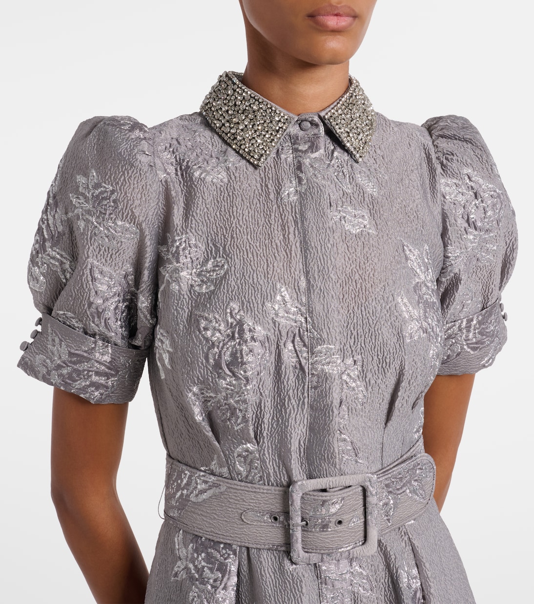 Vestido de fiesta Ruth de brocado con cinturón | Rebecca Vallance