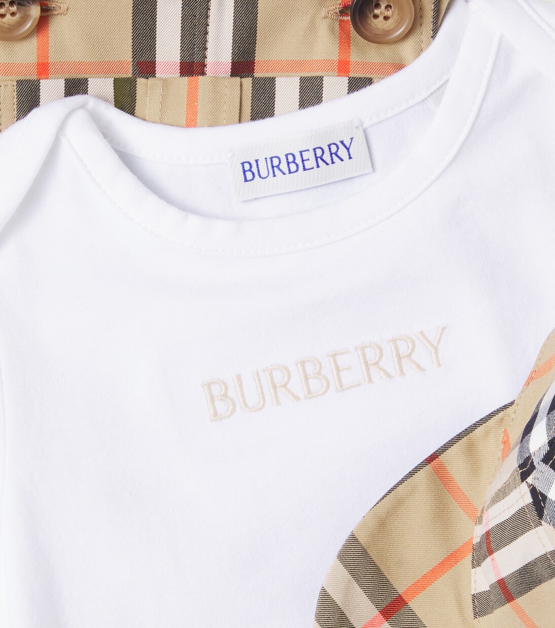 Bebé - set de gorra, body y peto de algodón | Burberry Kids