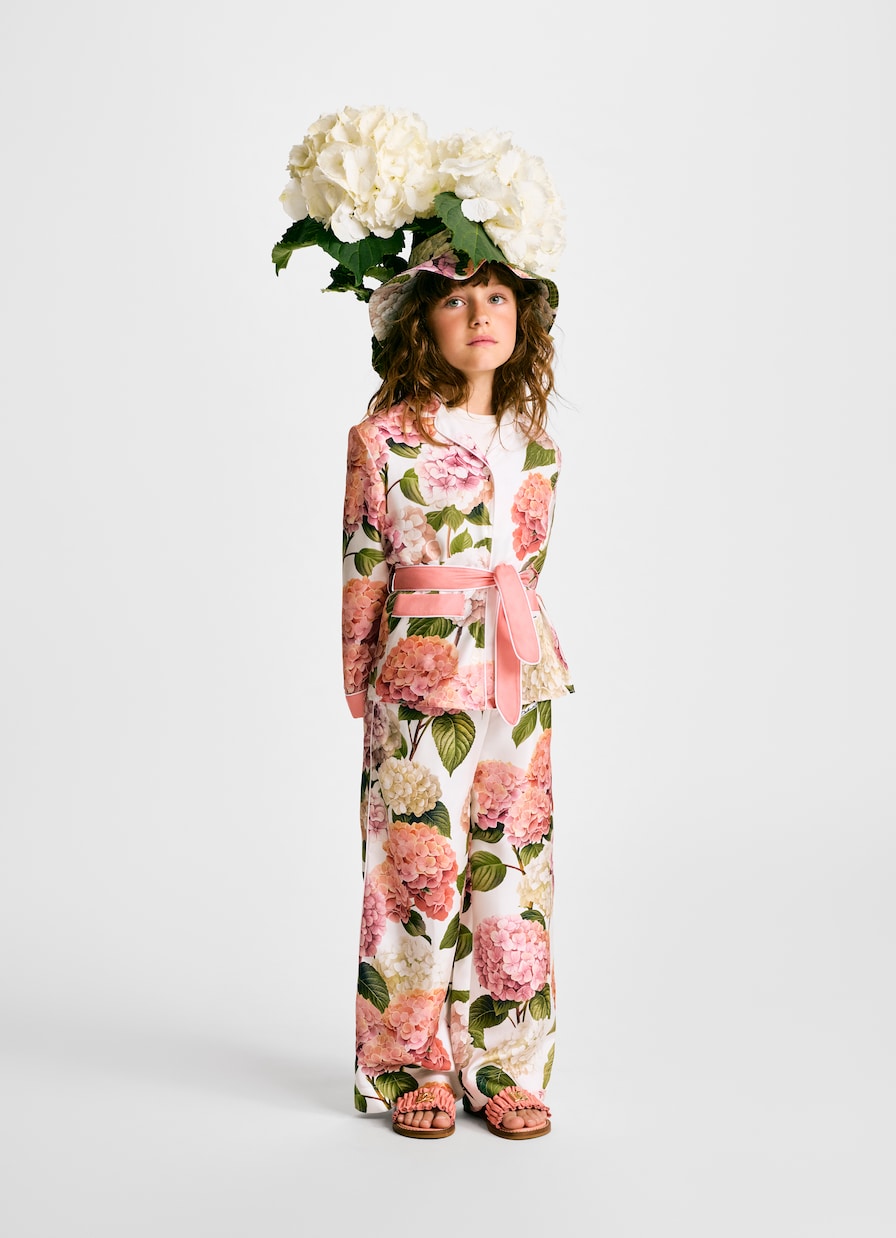 Bedruckte Hose aus Seidensatin | Dolce&Gabbana Kids