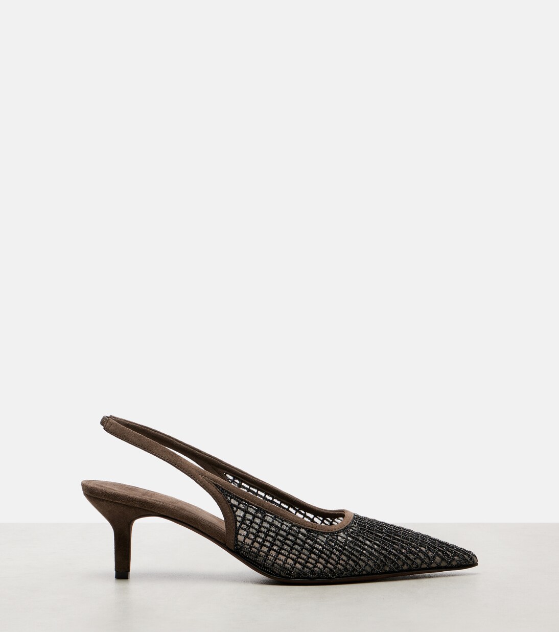 Slingback-Pumps Monili 55 mit Veloursleder | Brunello Cucinelli