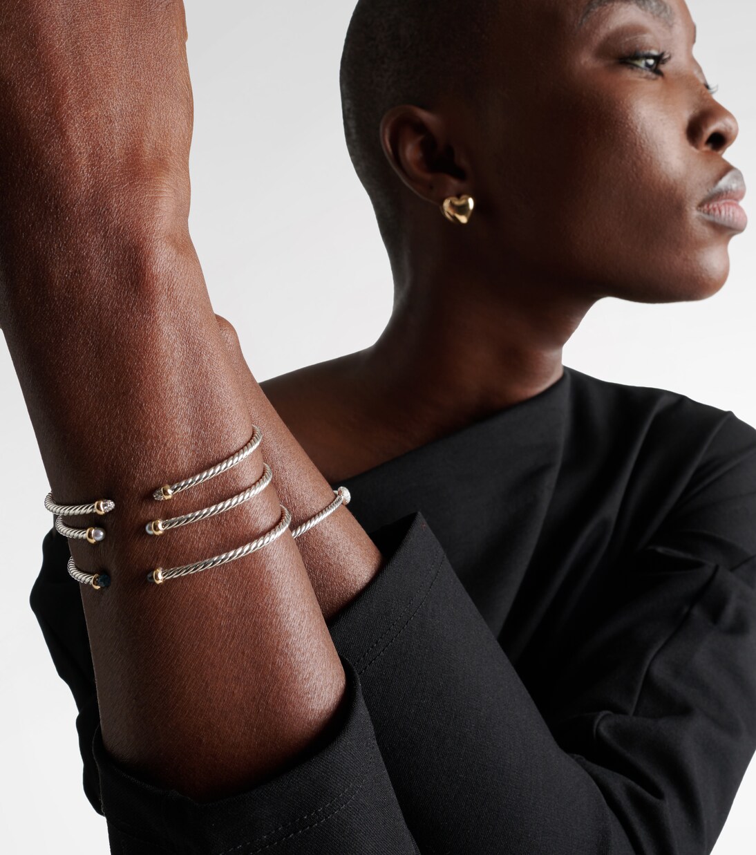 Micro Cable Flex® sterling silver and 14kt gold cuff bracelet with topaz | David Yurman