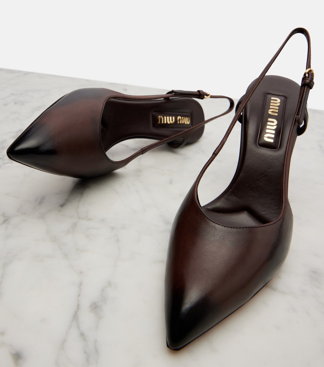 Leather slingback pumps | Miu Miu