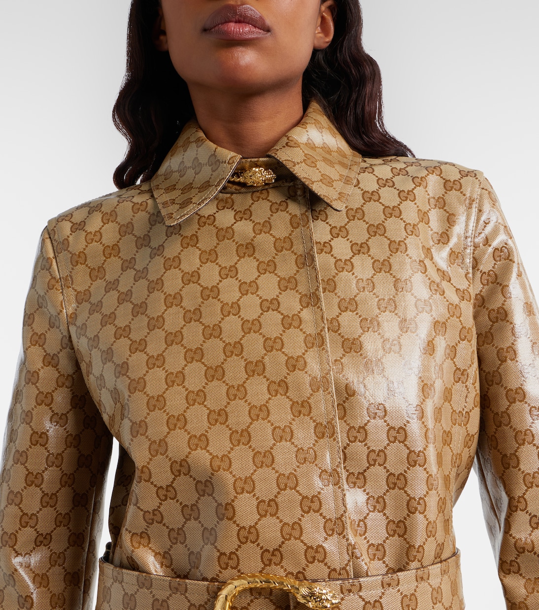 GG Canvas belted coat | Gucci