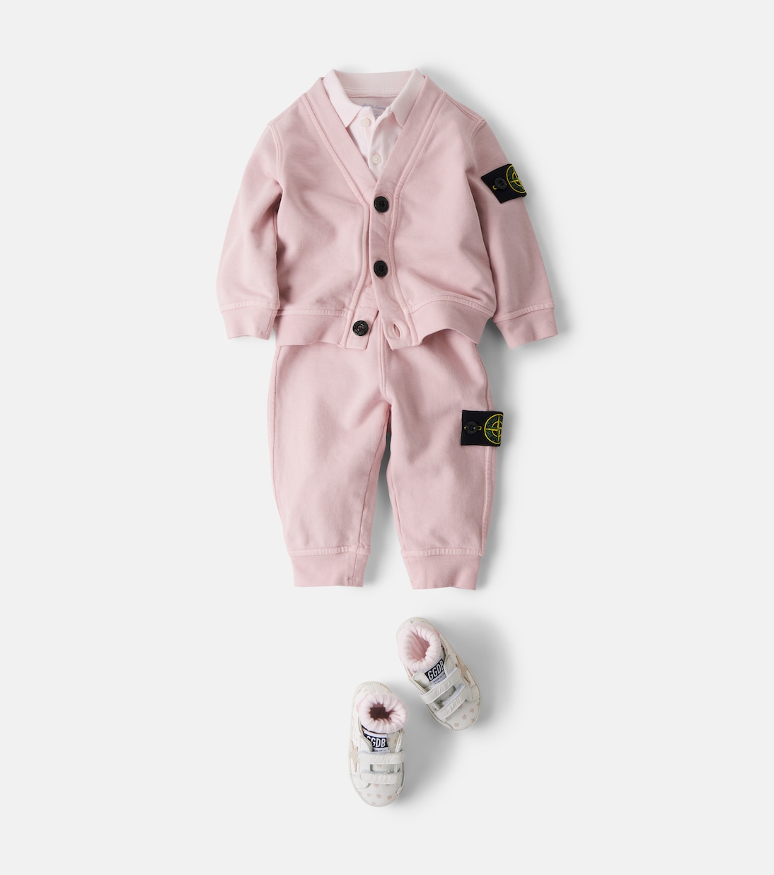 Baby cotton cardigan, sweatpants and blanket set | Stone Island Junior