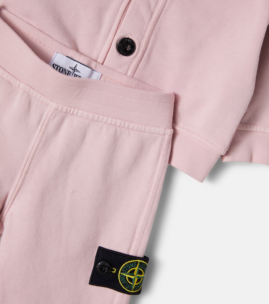 Baby cotton cardigan, sweatpants and blanket set | Stone Island Junior