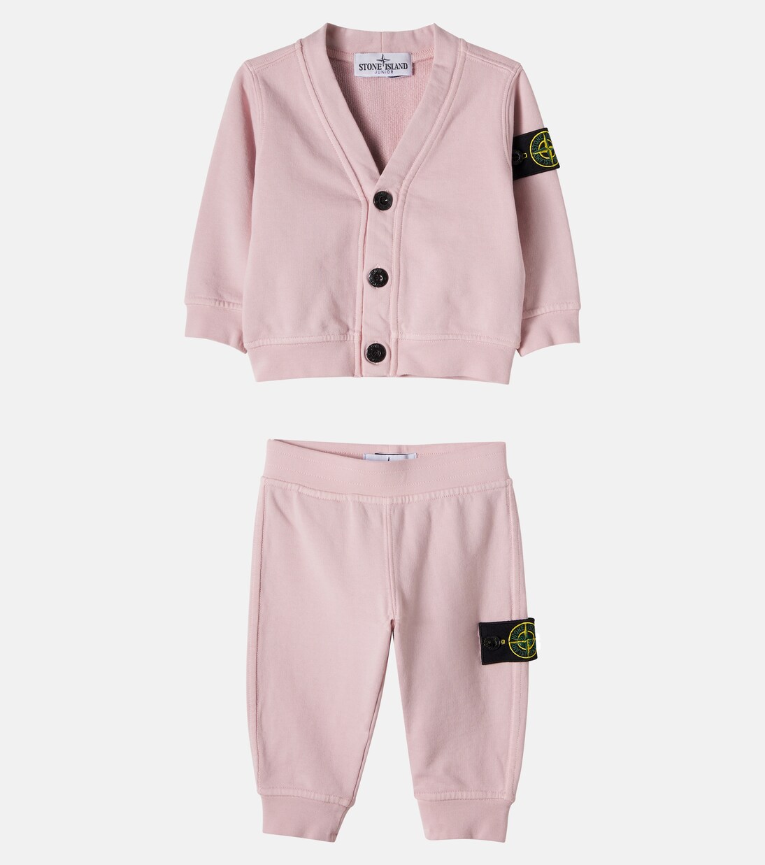 Baby cotton cardigan, sweatpants and blanket set | Stone Island Junior