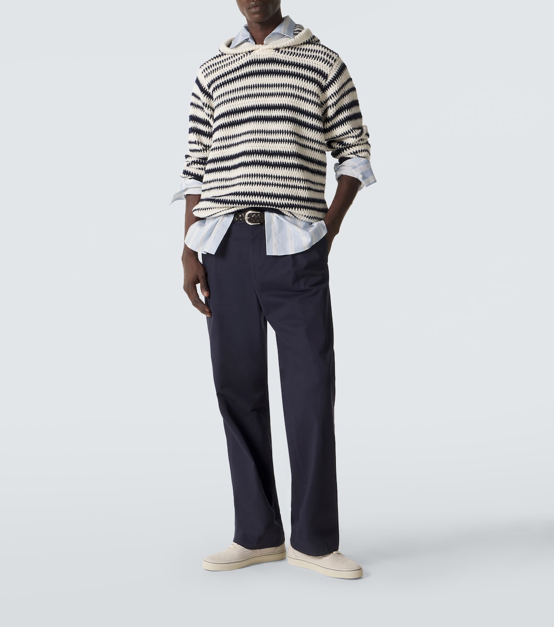 Kirk striped crochet cotton hoodie | Orlebar Brown