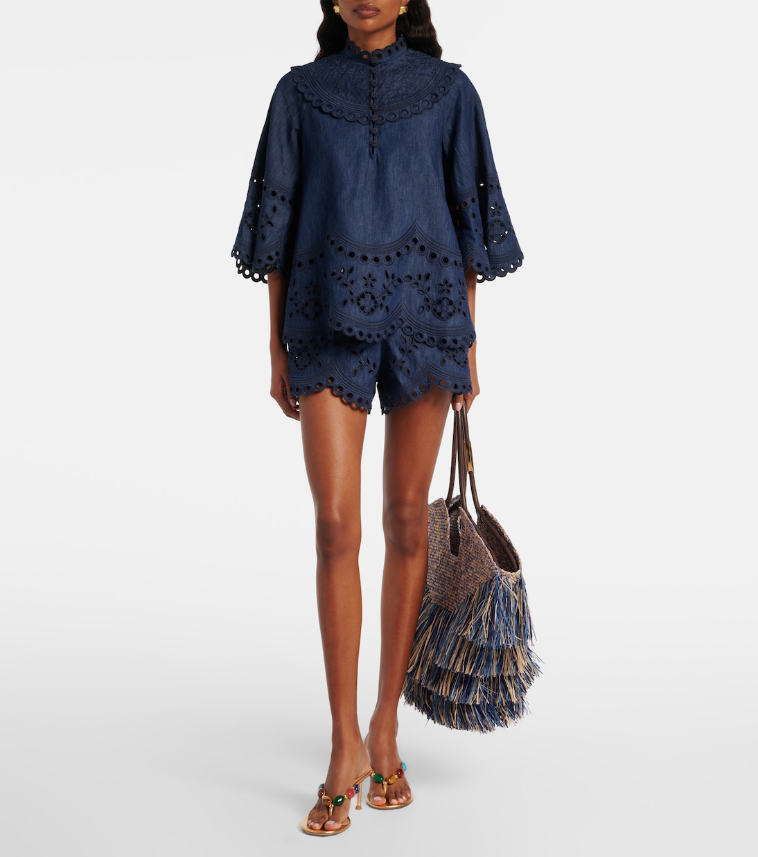 Goldentime Medium fringed raffia tote bag | Zimmermann