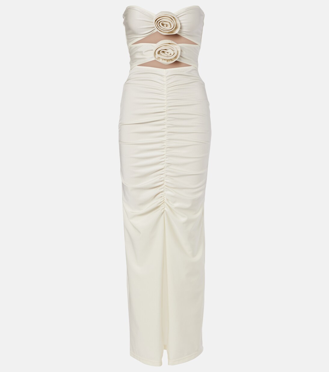 Cutout floral-appliqué ruched maxi dress | Adriana Degreas