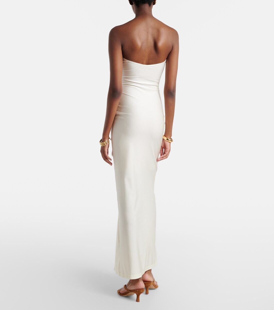 Cutout floral-appliqué ruched maxi dress | Adriana Degreas
