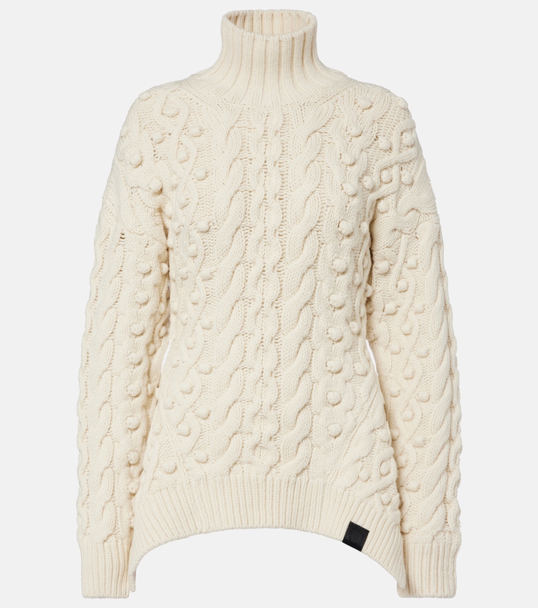Cable-knit draped wool turtleneck sweater | Stella McCartney