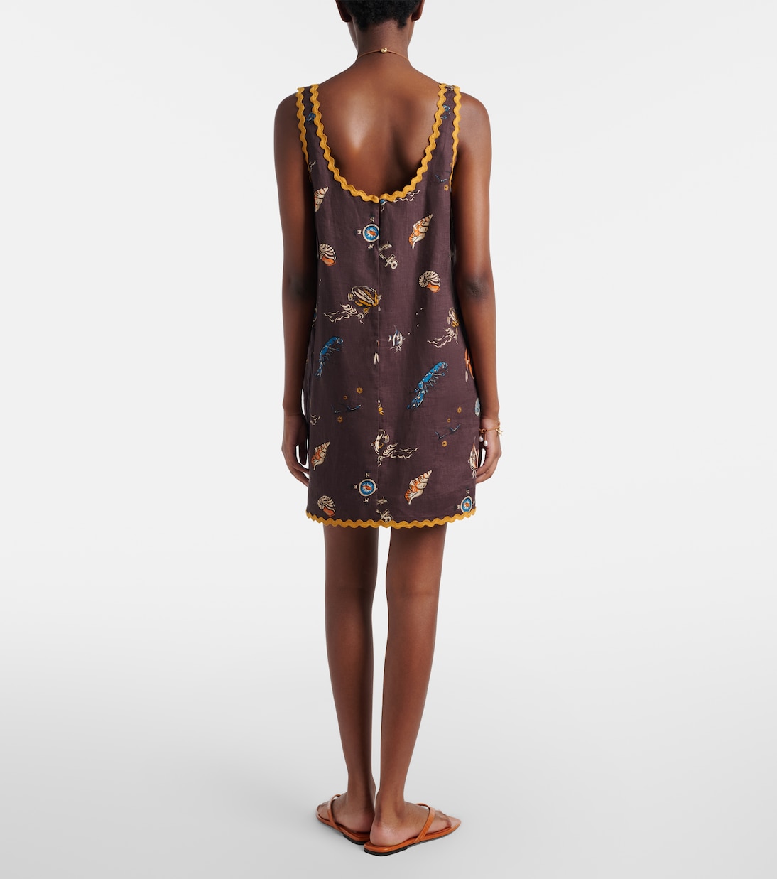 Printed scalloped linen minidress | Alémais