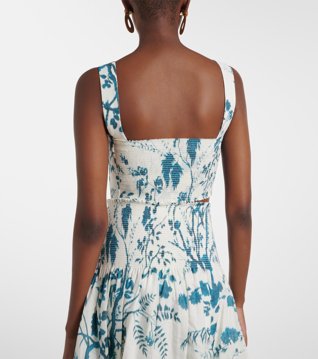 Floral cotton and linen crop top | Erdem
