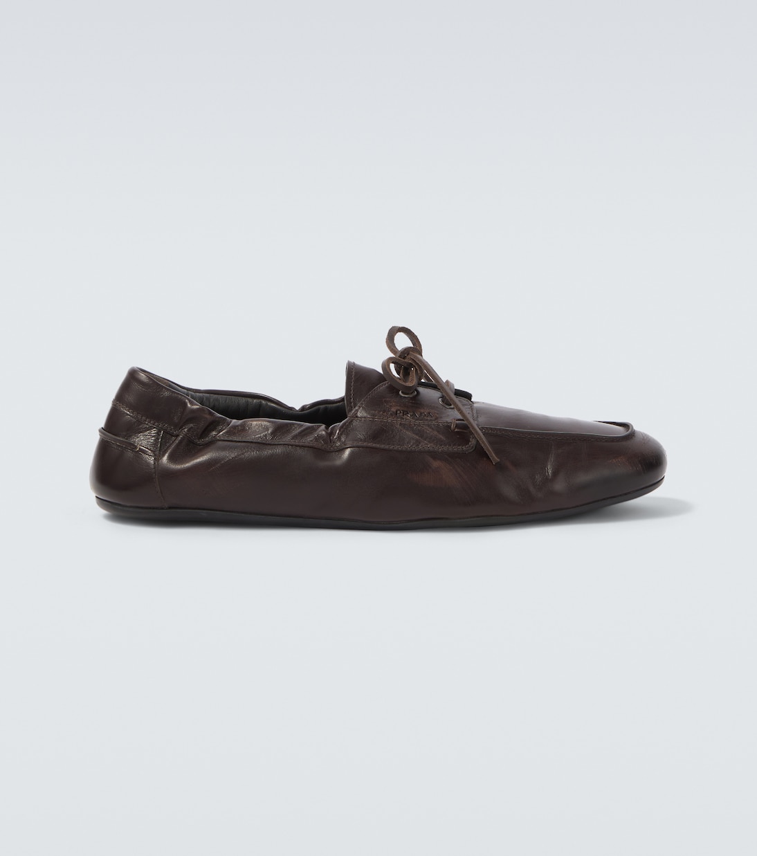 Shuffle leather boat shoes | Prada