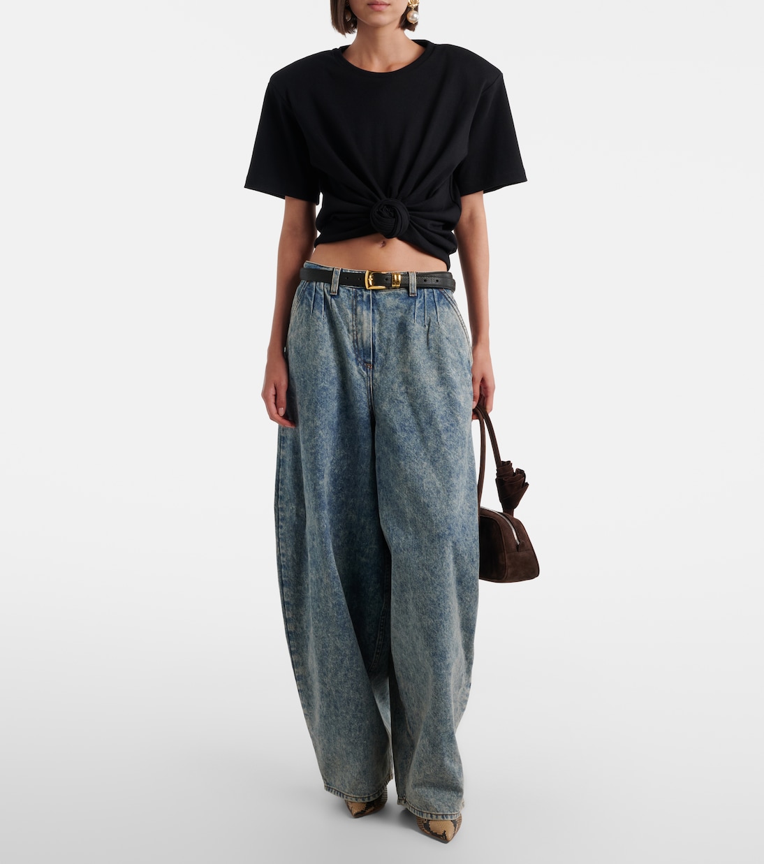 Cropped cotton-blend T-shirt | Magda Butrym