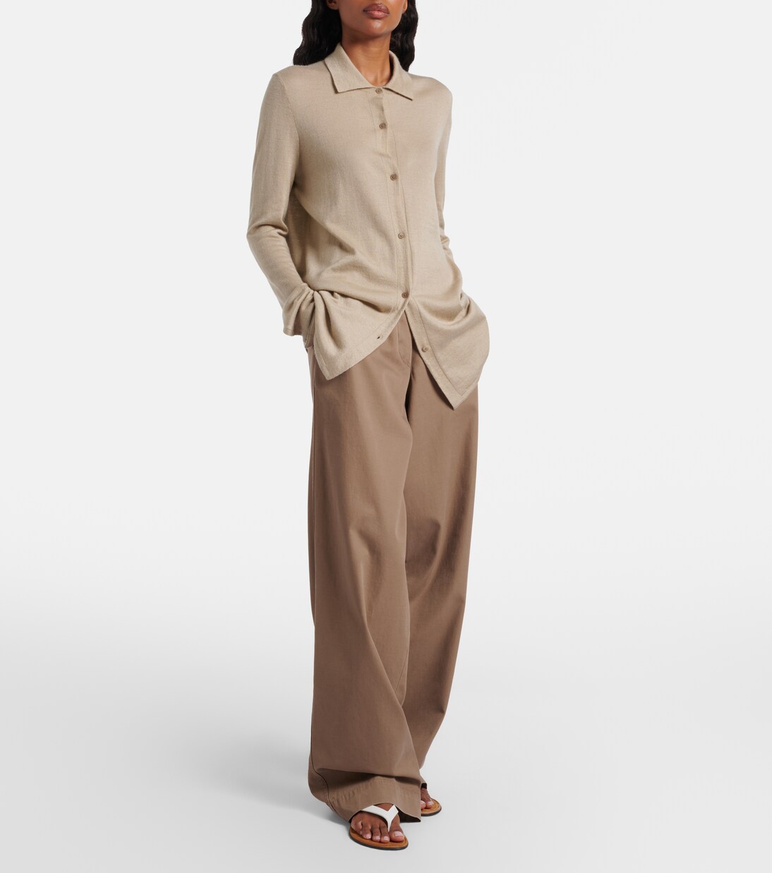 Fadry cotton-blend gabardine wide-leg pants | The Row