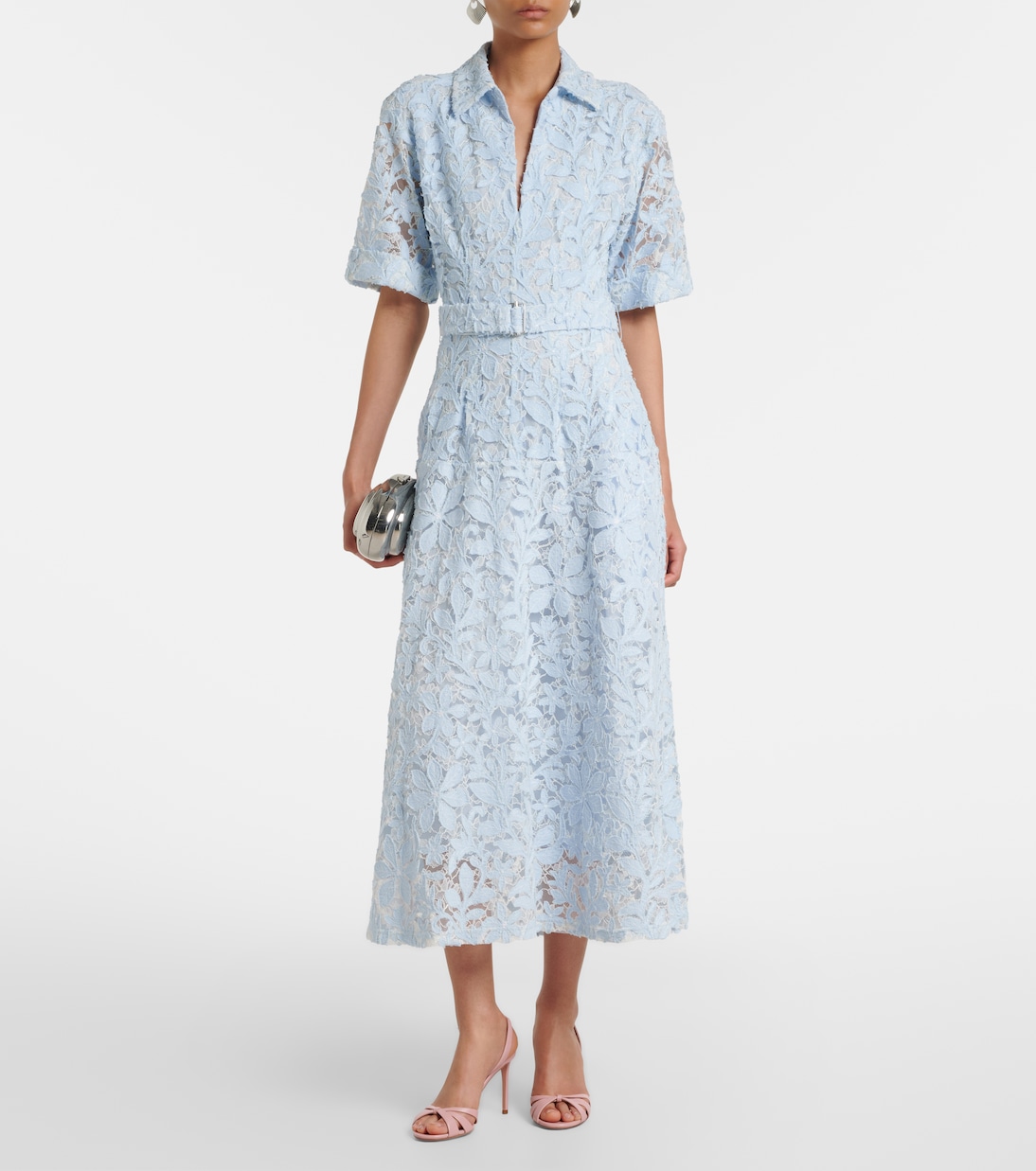 Deanna lace guipure cotton midi dress | Simkhai