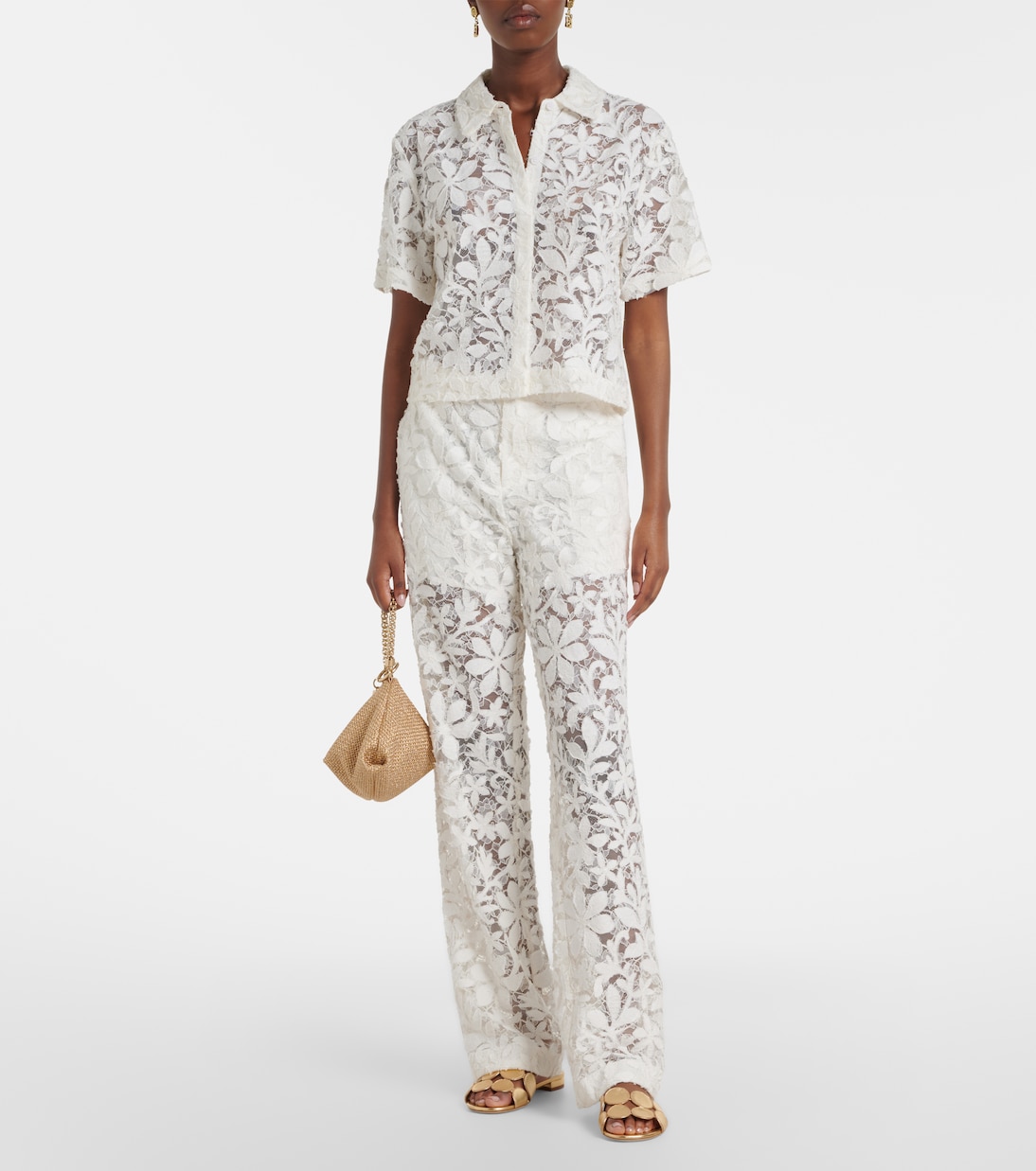 Floral lace straight pants | Simkhai