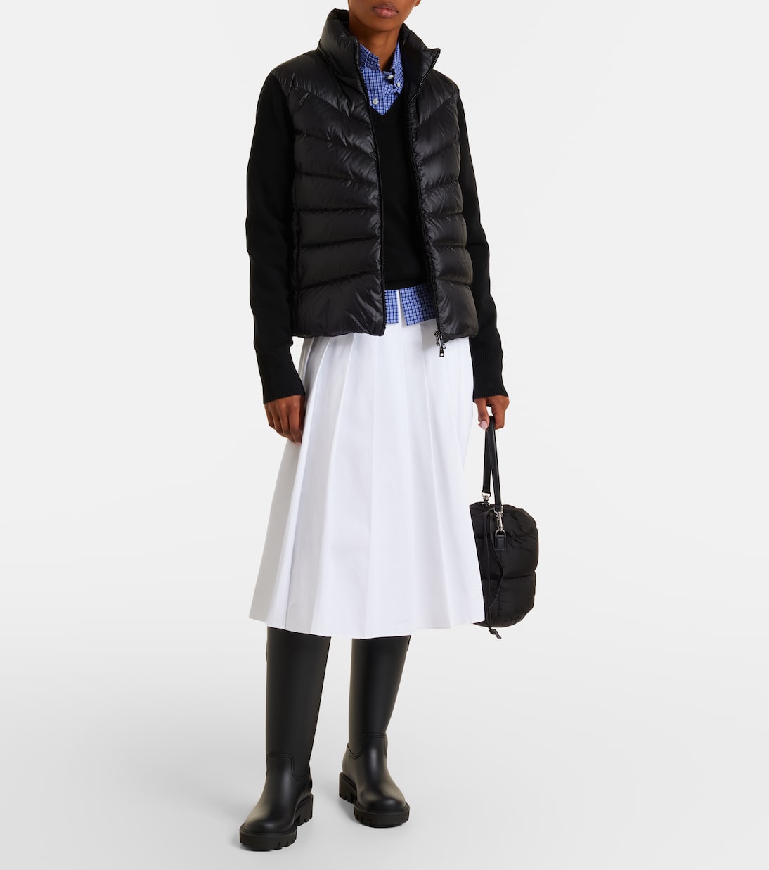 Tricot down-paneled virgin wool cardigan | Moncler