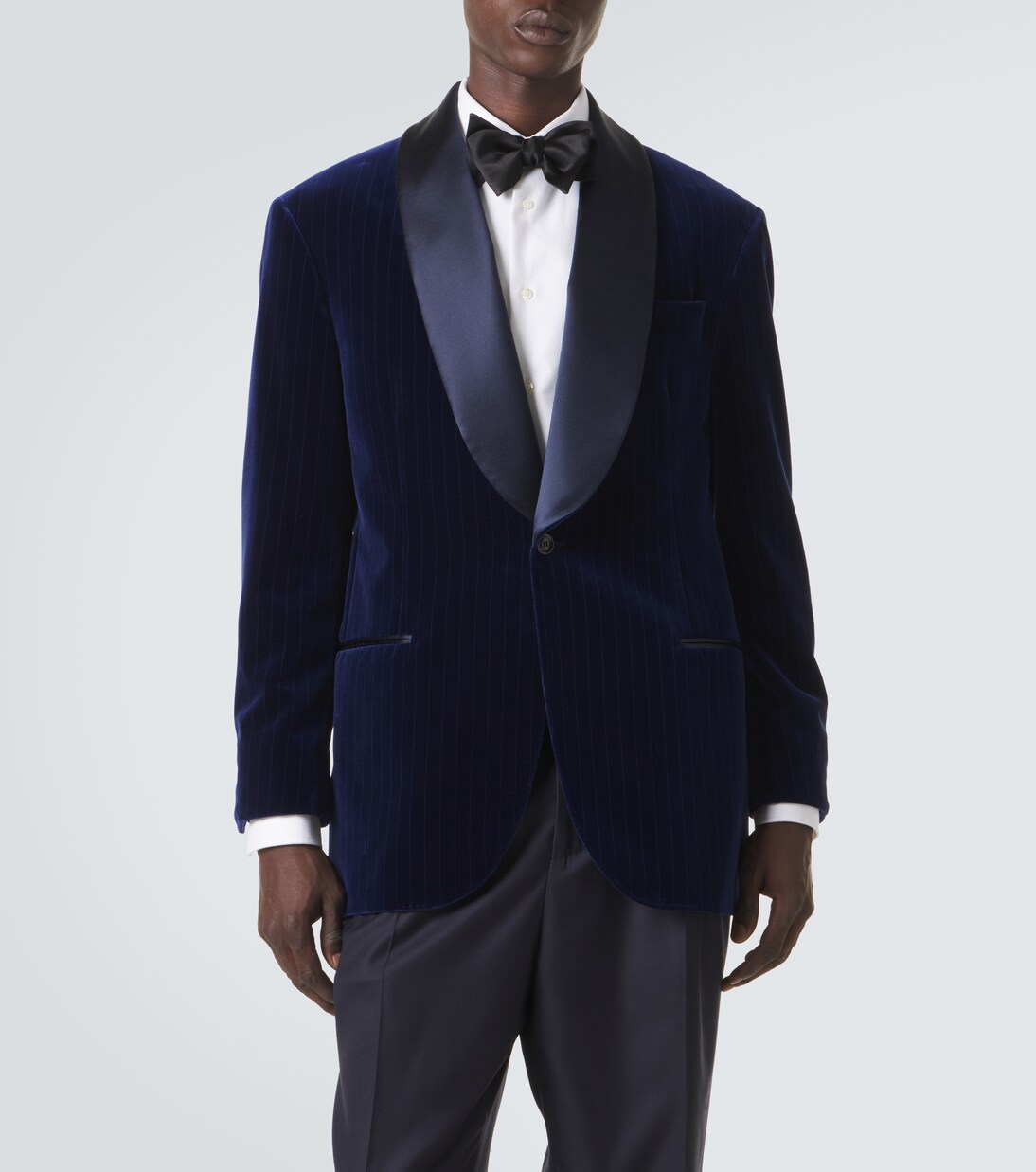 Chaqueta de esmoquin de terciopelo de algodón a rayas | Brunello Cucinelli