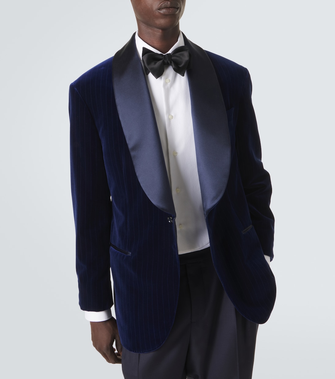 Chaqueta de esmoquin de terciopelo de algodón a rayas | Brunello Cucinelli
