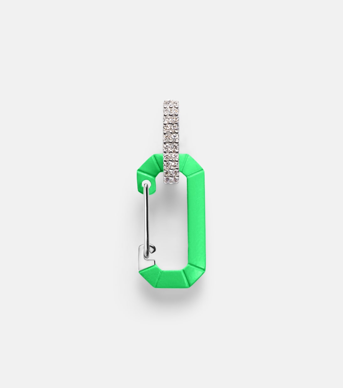 Einzelner Ohrring Chiara Small aus 18kt Weißgold mit Sterlingsilber, Emaille und Diamanten | Eéra