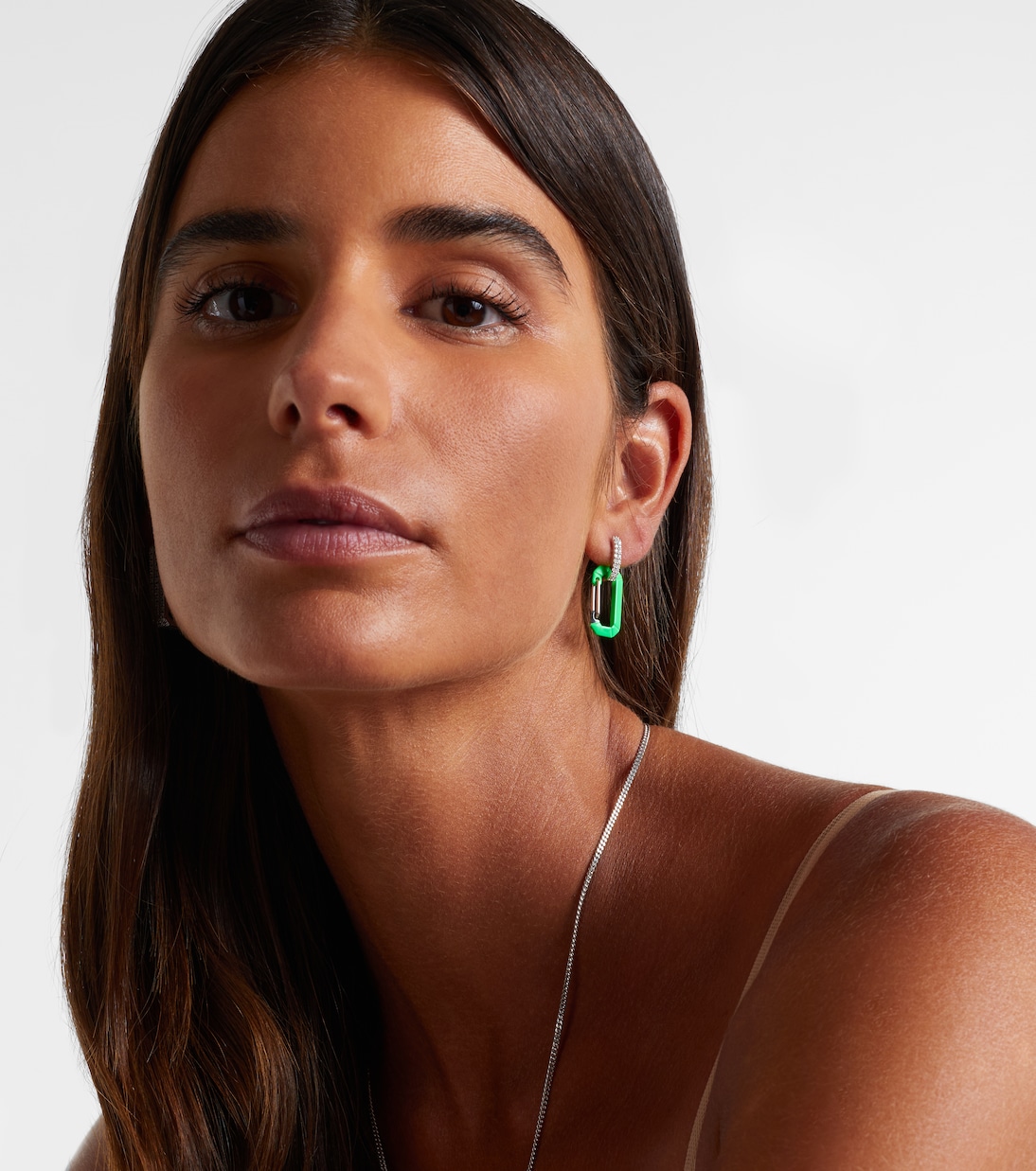 Einzelner Ohrring Chiara Small aus 18kt Weißgold mit Sterlingsilber, Emaille und Diamanten | Eéra