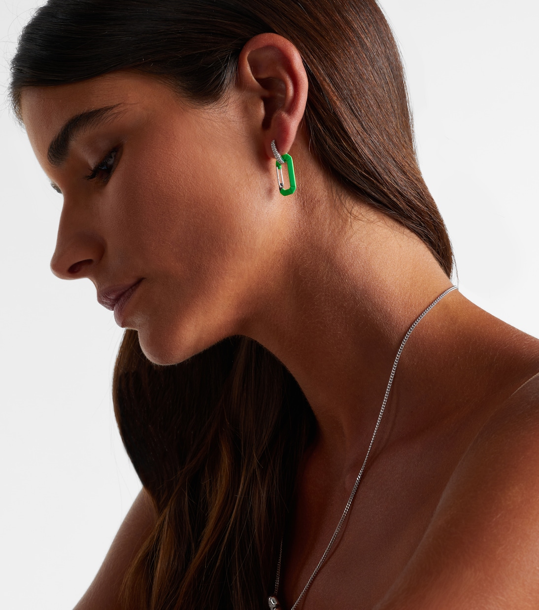 Einzelner Ohrring Chiara Small aus 18kt Weißgold mit Sterlingsilber, Emaille und Diamanten | Eéra