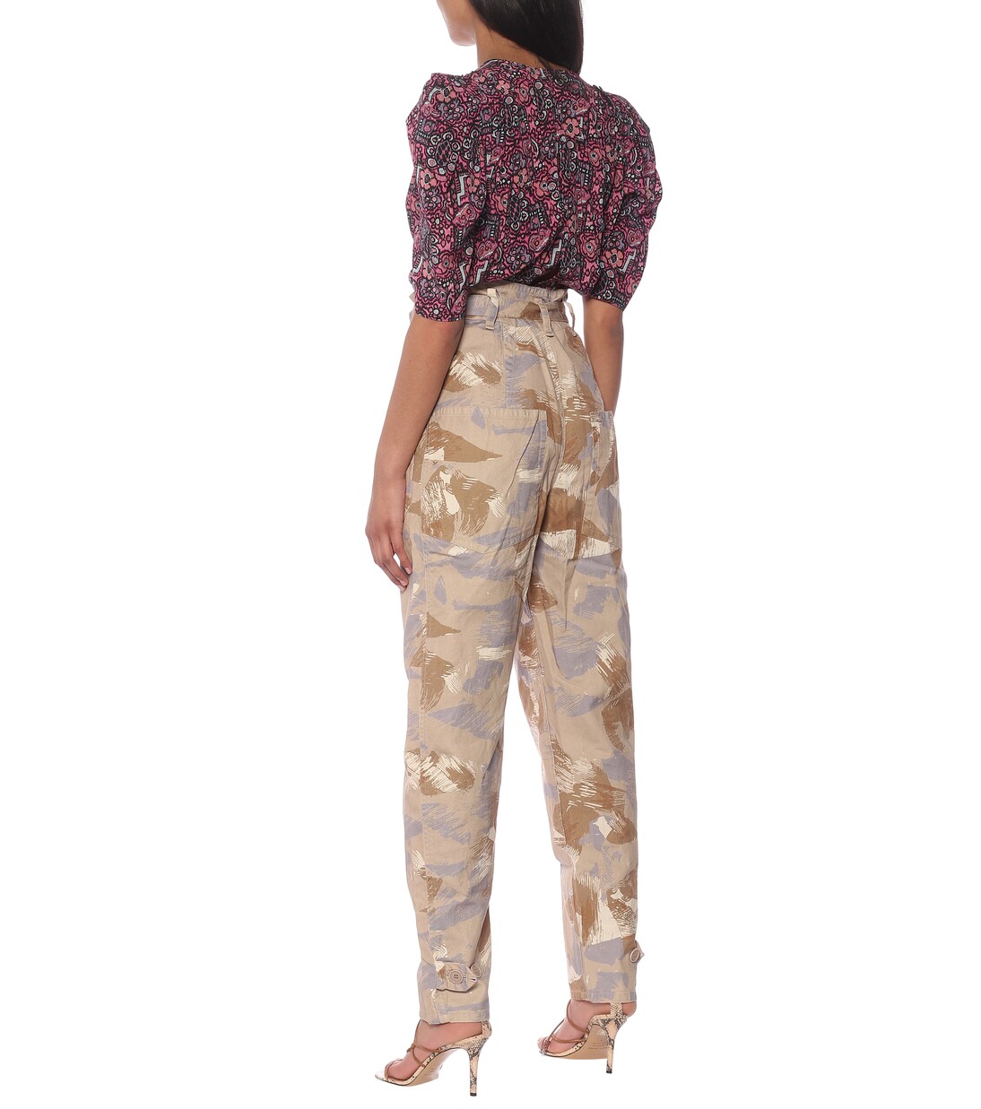 Pantalon paper bag Iona imprimé en coton et lin | Isabel Marant