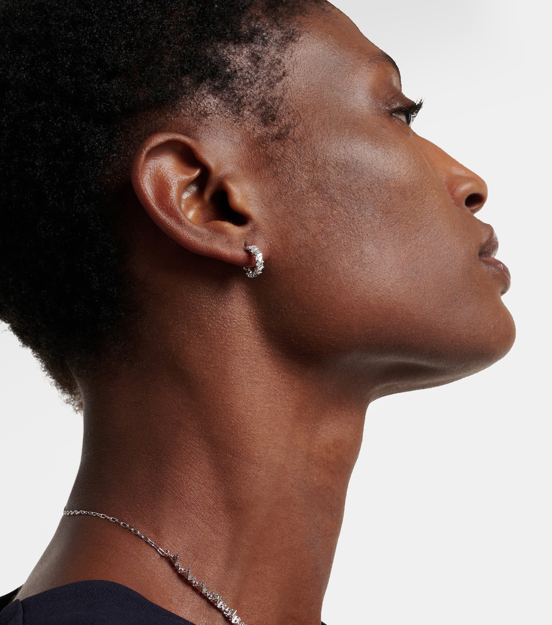 Fireworks 18kt white gold hoop earrings with diamonds | Suzanne Kalan