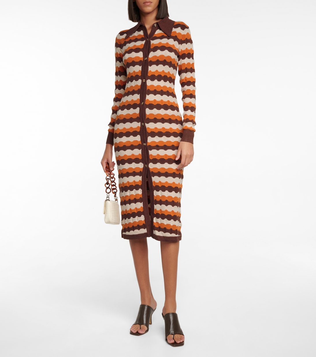 Gestreiftes Midikleid aus Jacquard | Dodo Bar Or