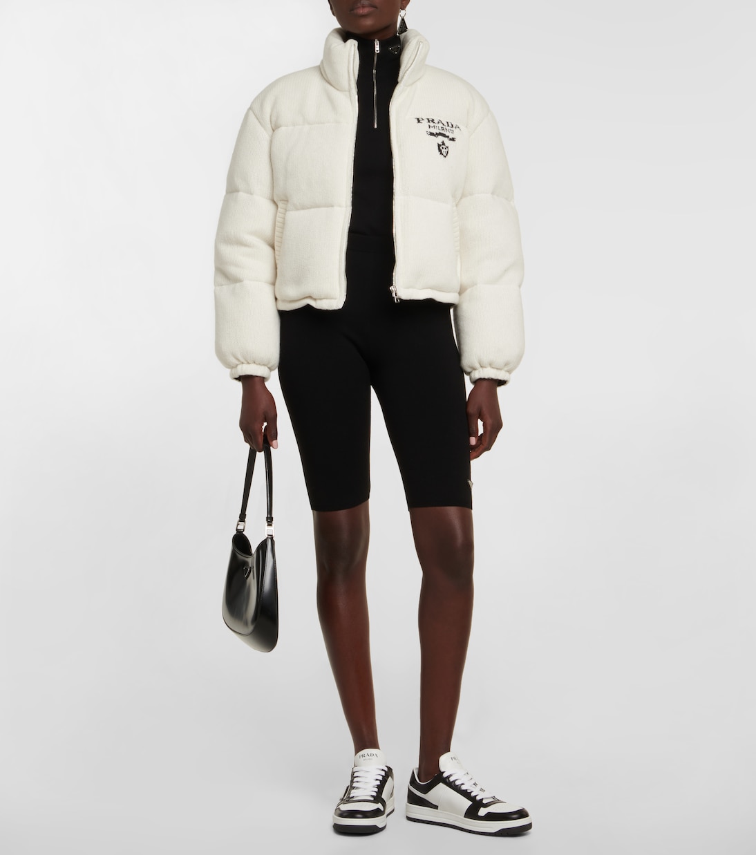 Logo leather sneakers | Prada