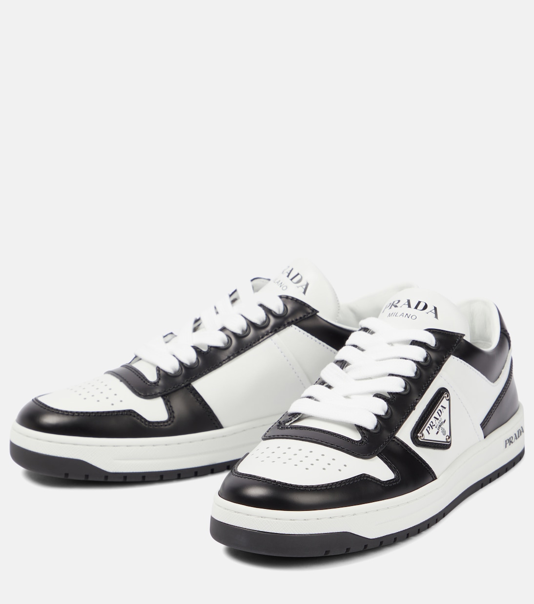 Logo leather sneakers | Prada