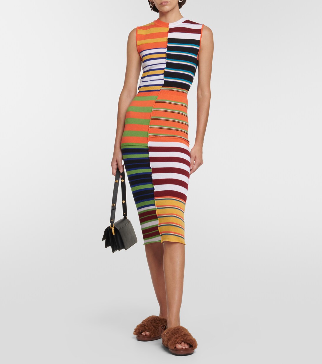 Robe midi rayée en laine | Marni